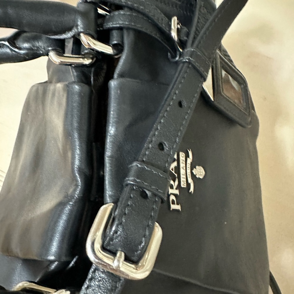 Prada Black Leather 2 Way Crossbody Shoulder Bag Satchel - Picture 13 of 15